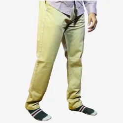 Men's Solid Beige Cotton Formal Pant | Regular Fit Office & Casual Wear